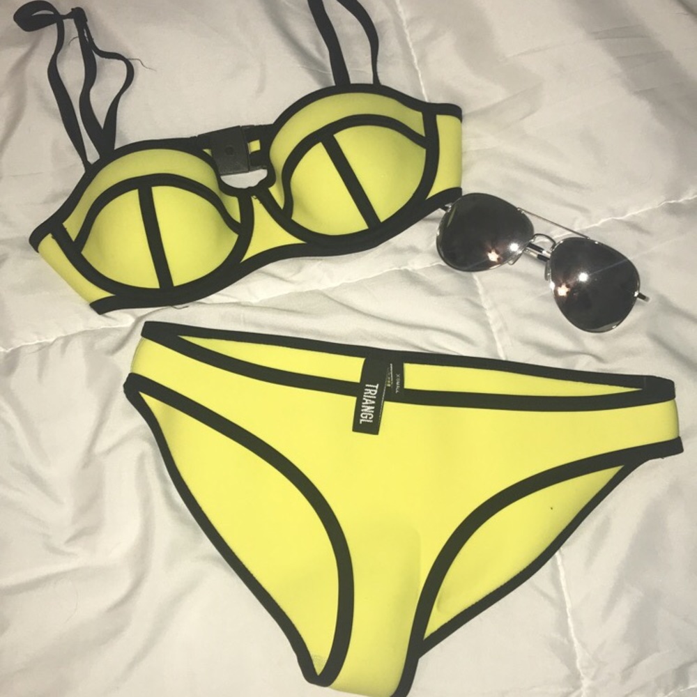 Neon Yellow Triangl Bikini Set